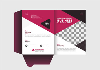 Presentation folder template design, Folder design, cover for catalog, brochures, Annual report background for business design, red Gradient color template