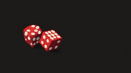 Flat Design Red Dice Resting on Dark Velvet With One Side Left Blank, Showcasing Playful Randomness and Potential Chance of the Roll
