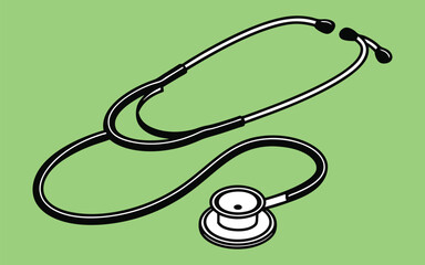  Isolated black stethoscope medical equipment diagnostic instrument healthcare tool