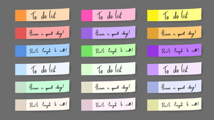 Sticky Notes and Labels Collection with pin and post it, on gray background, Notepaper meeting reminder, Flat Modern design , illustration Vector EPS 10