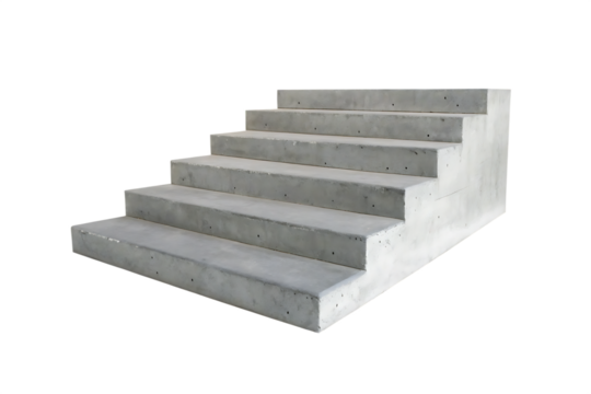 Concrete steps ascending isolated on a transparent background stairs gray