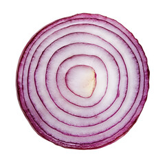 High Resolution Red Onion Slice Showing Detailed Concentric Rings and Natural Texture in a Fresh Vibrant Cross Section