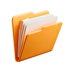 High-Quality 3D Render of an Orange File Folder Filled with Documents Ideal for Business Organization