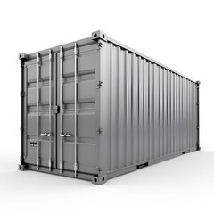 Large metallic ship cargo container in 3D illustration.