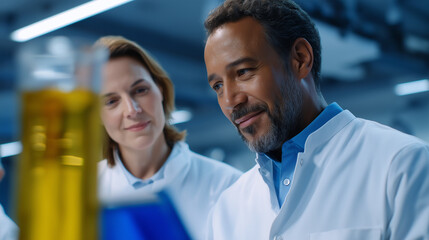 Collaboration Between Senior and Junior Scientists in Biotech Lab