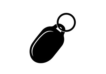 Illustration of a black key chain with a ring attached on a white background in simple style