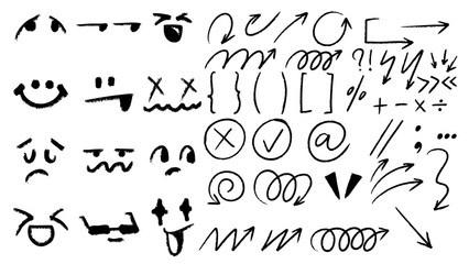 Brush hand drawn elements , flat Modern design isolated on white background ,Vector illustration EPS 10