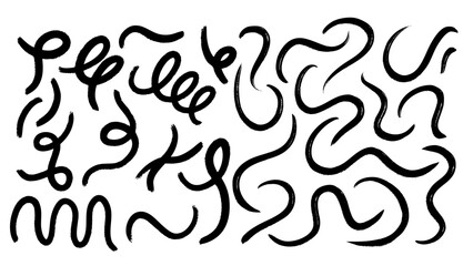 Brush hand drawn elements , flat Modern design isolated on white background ,Vector illustration EPS 10