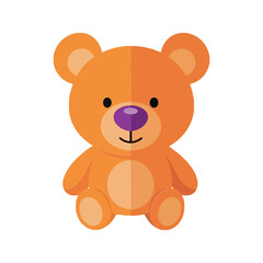 A Cute Orange Teddy Bear Vector Sticker with a Purple Nose and a Friendly Smile