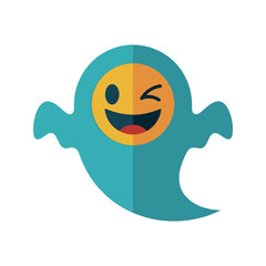 Obraz premium Playful Winking Ghost Emoji Character with a Friendly Smile and Cartoonish Style