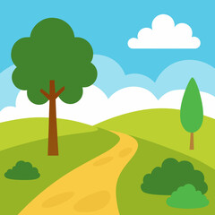 Fototapeta premium landscape with trees and clouds