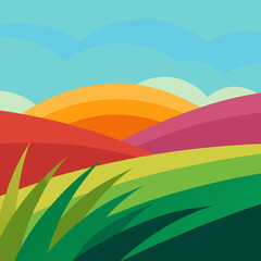 Obraz premium landscape with rainbow and hills