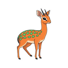 Cute Dik Dik Antelope Standing Proudly in an African Savannah Scene Vector Sticker