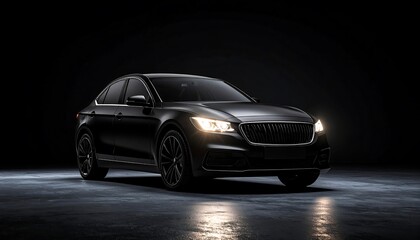 Dark sedan on a dark floor