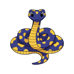 Cute Purple and Yellow Spotted Snake Vector Sticker Design Fun Cartoon Reptile Illustration