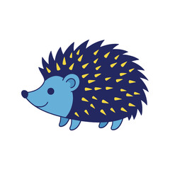Cute Blue Hedgehog with Spiky Back and Friendly Smile Vector Sticker Art