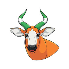 Nigerian Inspired Gazelle Head Vector Sticker Artwork with Green and White Horns