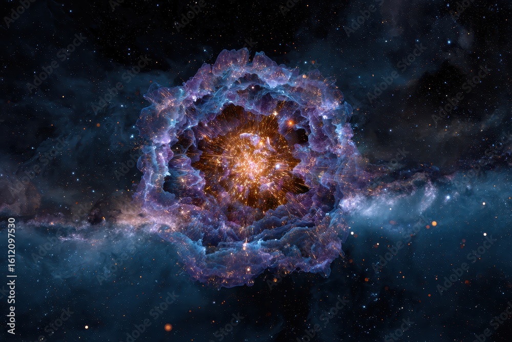 Poster vivid cosmos wallpaper showcases an explosion of color and light created using generative ai technol