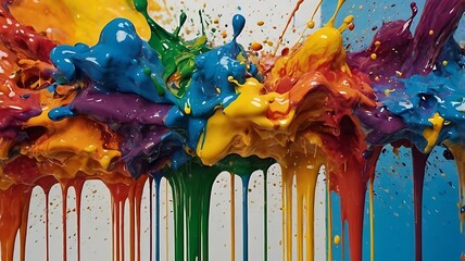 Abstract colorful watercolor paint splashes on white background