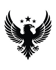 Black eagle with outstretched wings and stars heraldic