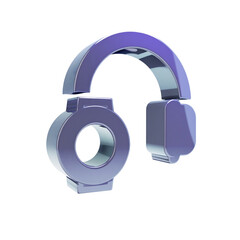 Glossy Metallic Headphones Watch Icon with Reflective Surface