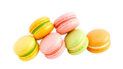 Obraz premium A colorful assortment of french macarons in various flavors, isolated on a transparent background