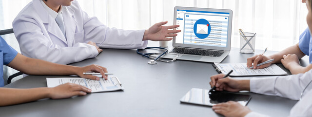 Email notification message showing on computer screen brisk. Digital marketing message information...