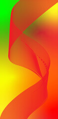 Abstract Red Ribbon on Colorful Gradient Background