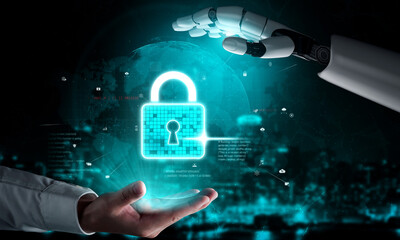 AI artificial intelligence strengthens cybersecurity with intelligent threat detection, virtual...