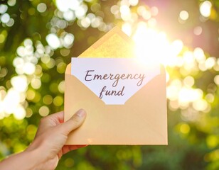 hand holding envelope with Emergency Fund written in cursive