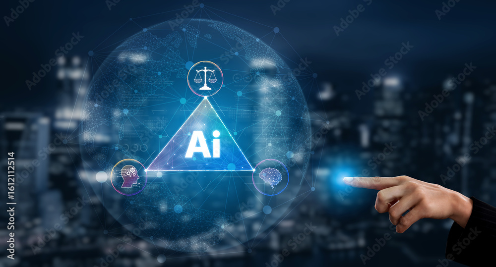 Poster ai assistant brain processor with llm technology, big data, machine learning, generative ai for busi