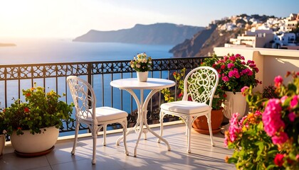 Naklejka premium Outdoor balcony with ocean view