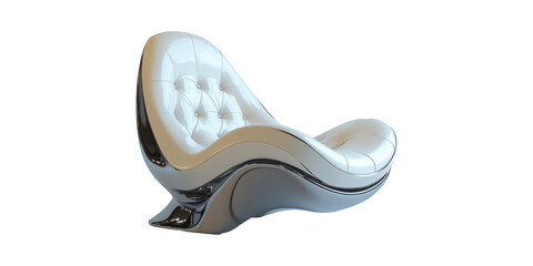 Futuristic Leather Lounge Chair With Curved Design. Modern Luxury Furniture For Contemporary Interiors Isolated On Transparent Background