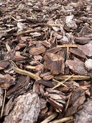Mulch. Decorative landscape bark for garden or chipping mulch for landscaping. Top dressing for play area or playgrounds, for paths.