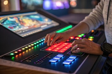 Hands Engaged in Digital Music Production at a Modern Studio Setup