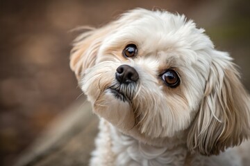 Charming Small Dog With Expressive Eyes in a Natural Setting During Daylight