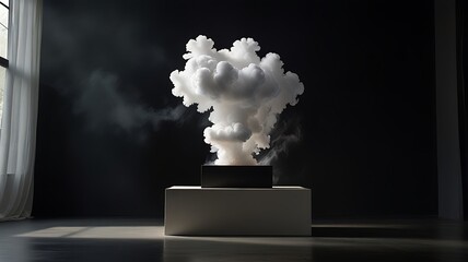 Smoke rising from a factory chimney on a white background