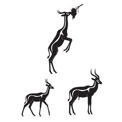 Set of 3 Gerenuk Silhouettes as a Long Necked Antelope Set