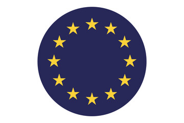 European Union Symbol with Twelve Golden Stars on Deep Blue Background Represents Unity and Solidarity Among Member States