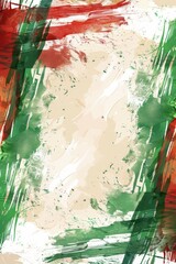Bulgaria independence day celebration design with artistic brush strokes. Vertical banner. Copy space. Background in colors of flag of Bulgaria. Watercolor illustration