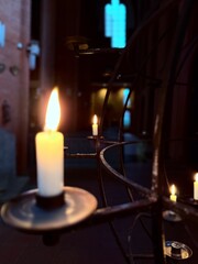 beautiful tender candles in the church