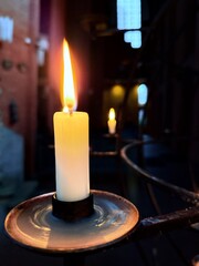 beautiful tender candles in the church