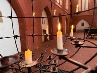 beautiful tender candles in the church