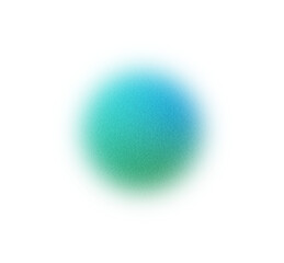 Trendy overlay blue green gradient blur 3d sphere orb abstract design with grain texture transparent background soft focus glowing shape minimal fluid art concept style