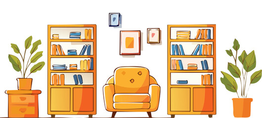 Cozy Home Library with Bookshelves and Inviting Reading Chair