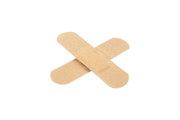 Crossed adhesive bandage plaster icon. First aid symbol for medical, wound care, and treatment. Repair or fix concept. isolated on white background with clipping path.