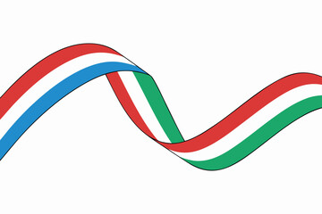Wavy ribbon illustration featuring the colors of the Italian and Luxembourgish flags over a white background offering a vibrant and versatile design
