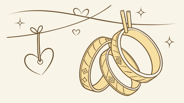 Elegant wedding rings and hearts drawing for wedding invitation or save the date card design idea