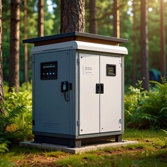 Outdoor utility box in forest