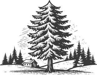 Obraz premium Solitude Beneath the Evergreen